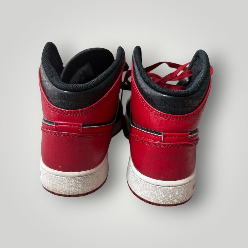 Nike Air Jordan 1 Mid SS "BRED TEXT" Bred DM9650-001 GS SIZE 7Y - Picture 7 of 13